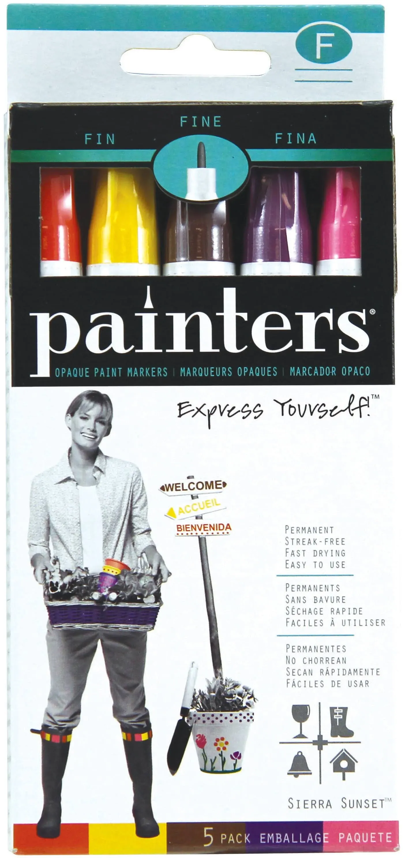 Elmer's Painters Opaque Paint Markers, Fine Point, Sierra Sunset Colors, 5 Count