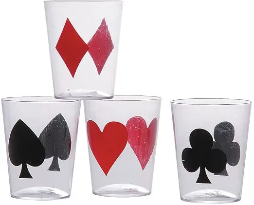 Casino Card Suit Shot Glass Asst (24pc) - Party Supplies - 24 Pieces