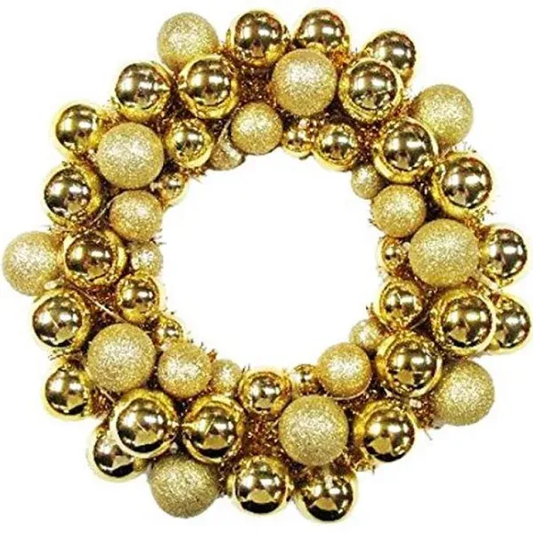 16" Gold Ball Wreath With Battery Powered Pure White LEDs - Contemporary - Wreaths And Garlands - by Queens of Christmas | Houzz