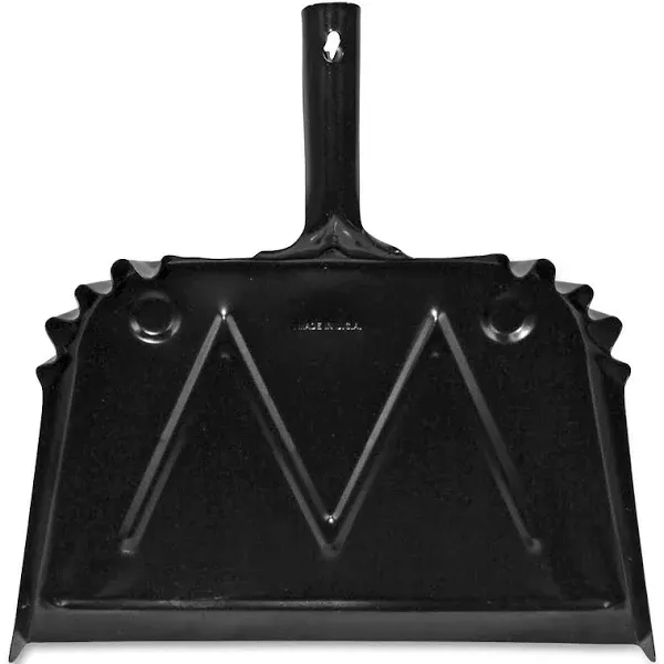 Genuine Joe Heavy-Duty Metal Dustpan - 16" Wide - Steel - Black - 1 Each