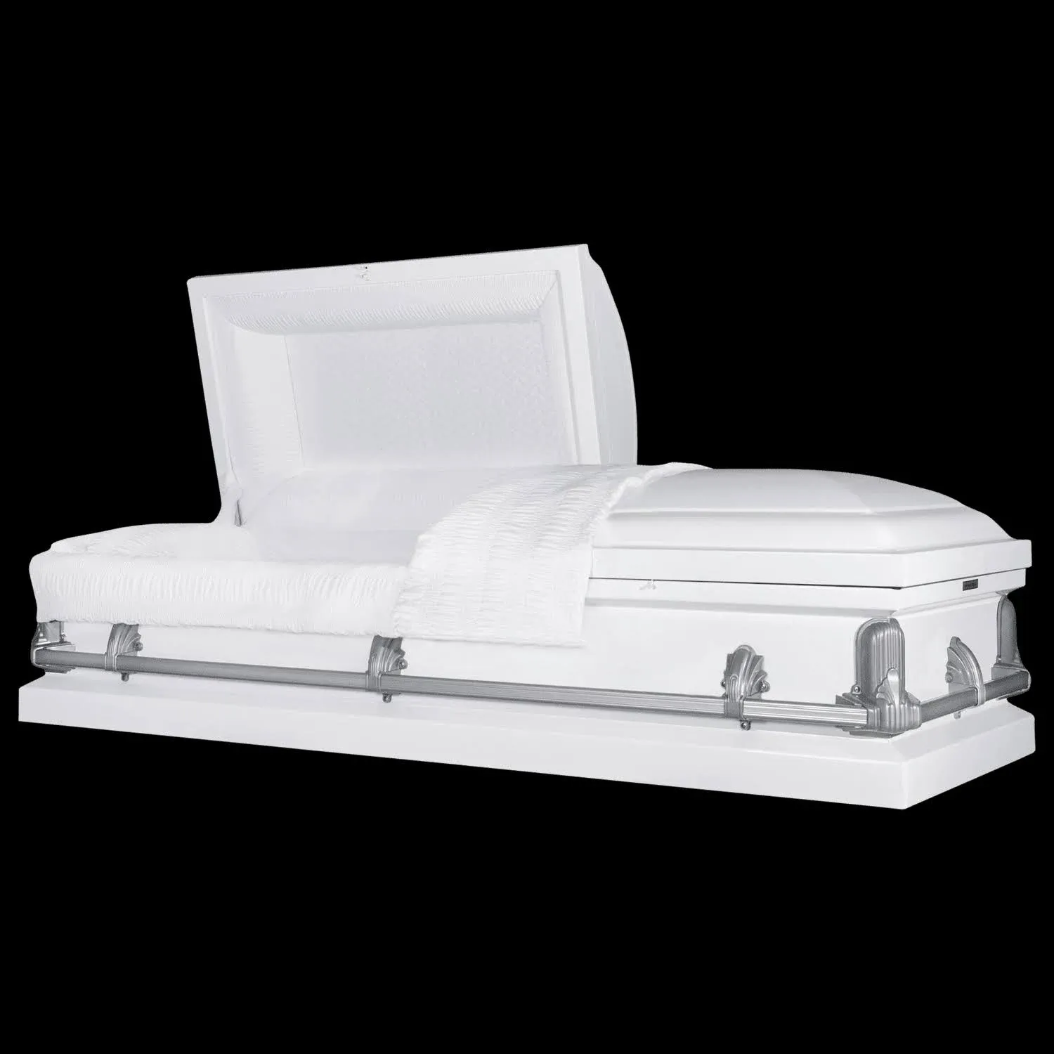 Andover Series | White Steel Casket with White Interior and Gray Hardware