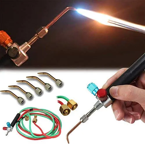 Jewelry Micro Mini Gas Torch Welding Soldering Gun with 5 Weld Tips, Dual Line