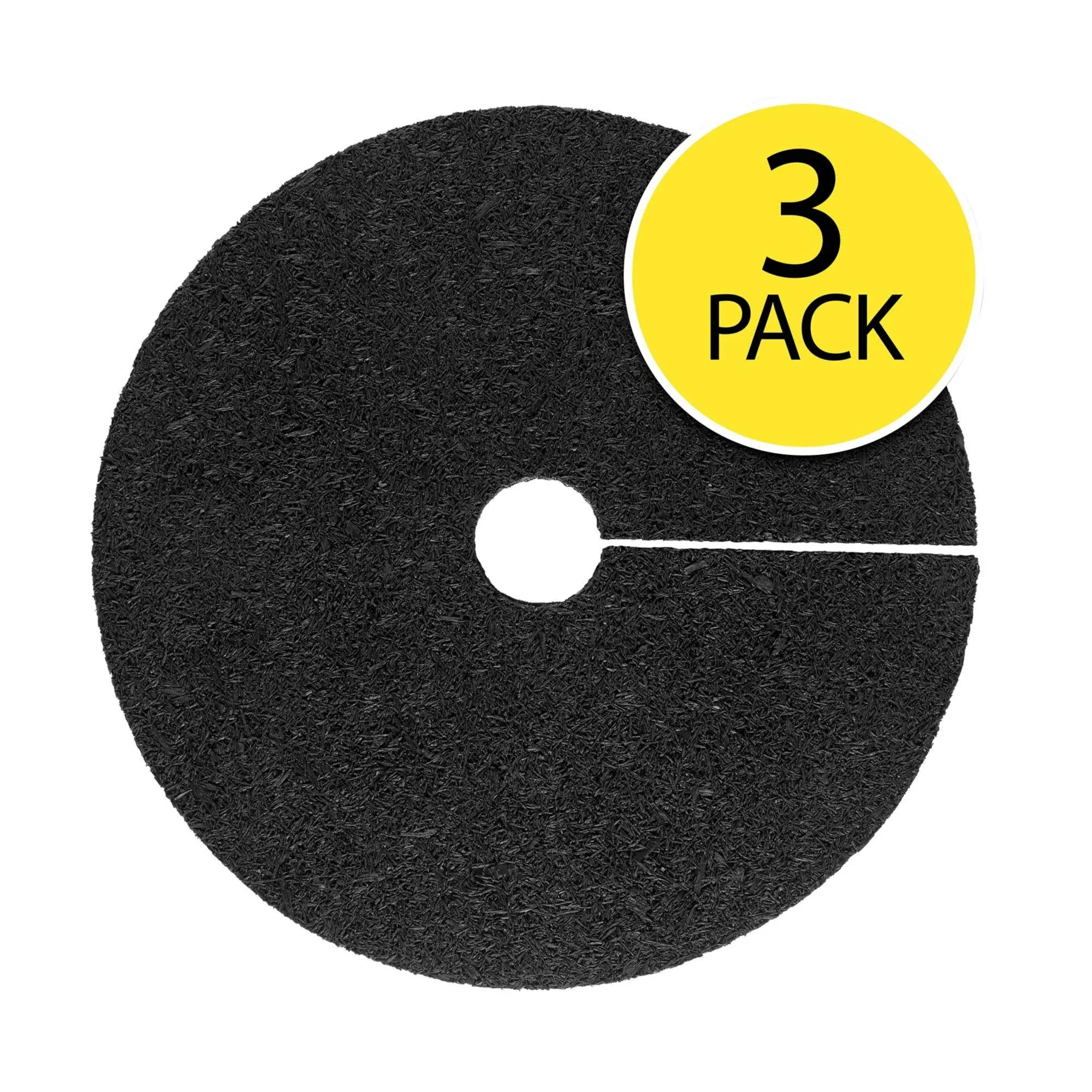 Rubberific 24" Rubber Mulch Tree Ring - 3 Pack (Black)