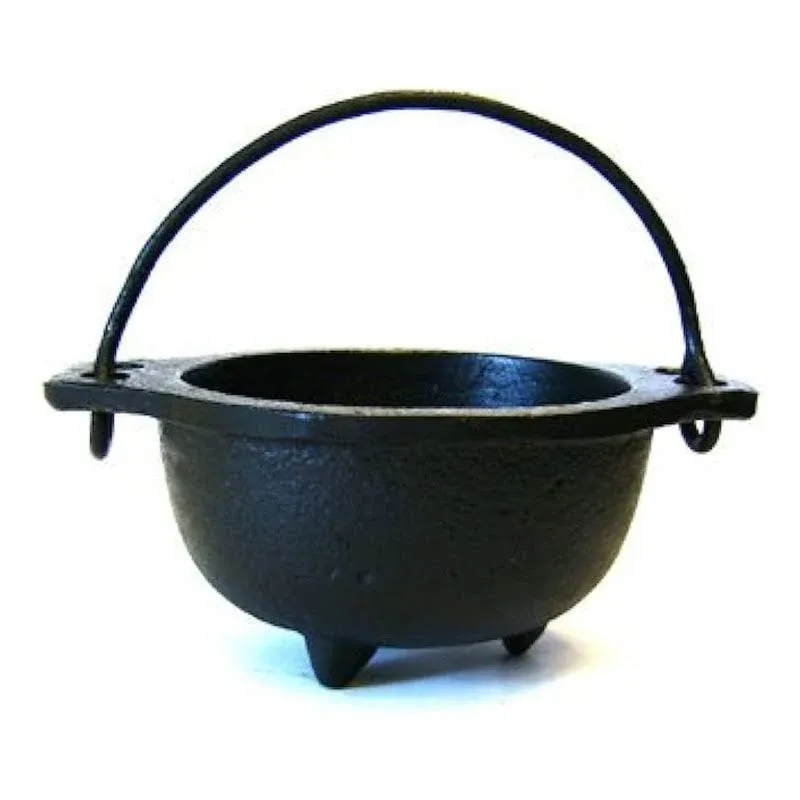 Cast Iron Cauldron w/Handle, Ideal for smudging, Incense 2.5&#034; Diameter, Black 