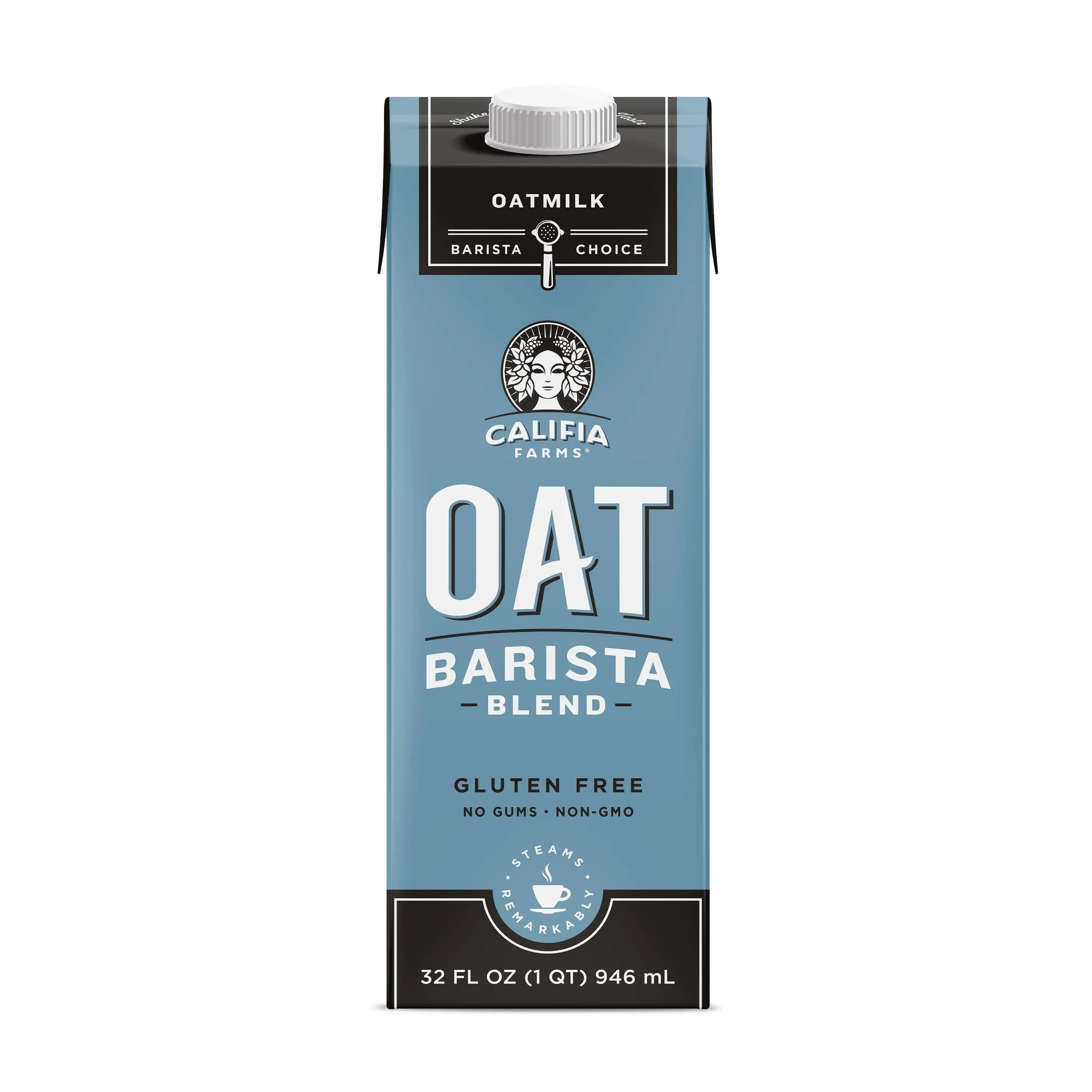 Califia Farms - Oat Milk, Unsweetened Barista Blend, 32 Fl Oz (Pack of 6) | Shelf Stable | Non Dairy Milk | Creamer | Vegan | Plant Based | Gluten-Free | Non-GMO