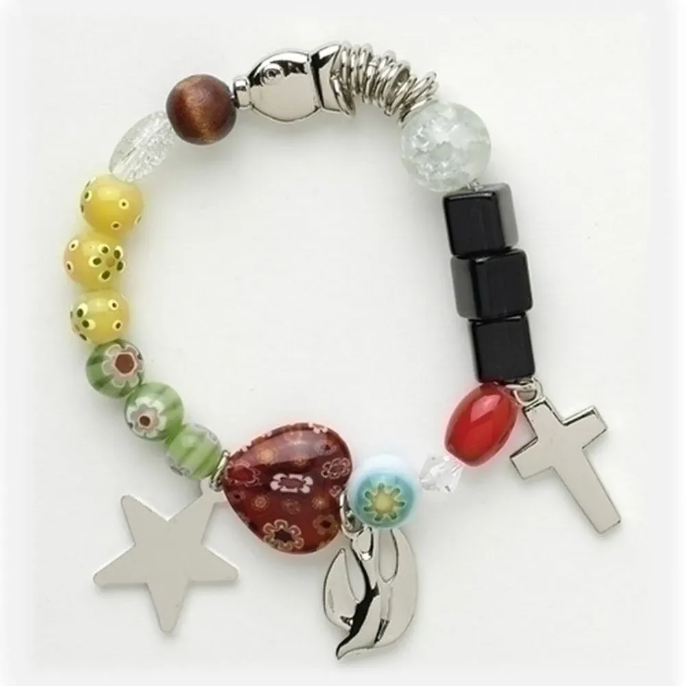 BRACELET-CHRIS<wbr/>T&#039;s STORY-BEAD &amp; CHARM-COLOR-ST<wbr/>RETCH W/PRAYER CARD