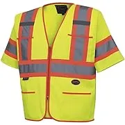 Pioneer Hi Vis Sleeved Safety Vest For Men & Women - Breathable Tricot - Reflective Tape - Pockets - Class 3 - Orange