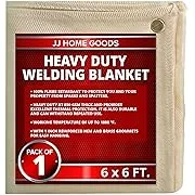 JJ CARE Welding Blanket - 1 Pack 6ft x 6ft Welding Mat - 850GSM Fiberglass Welding Blanket with Brass Grommets, Welders Blanket for Grill, Smoker Welding Blanket Heavy Duty, Welding Tarp & Shield