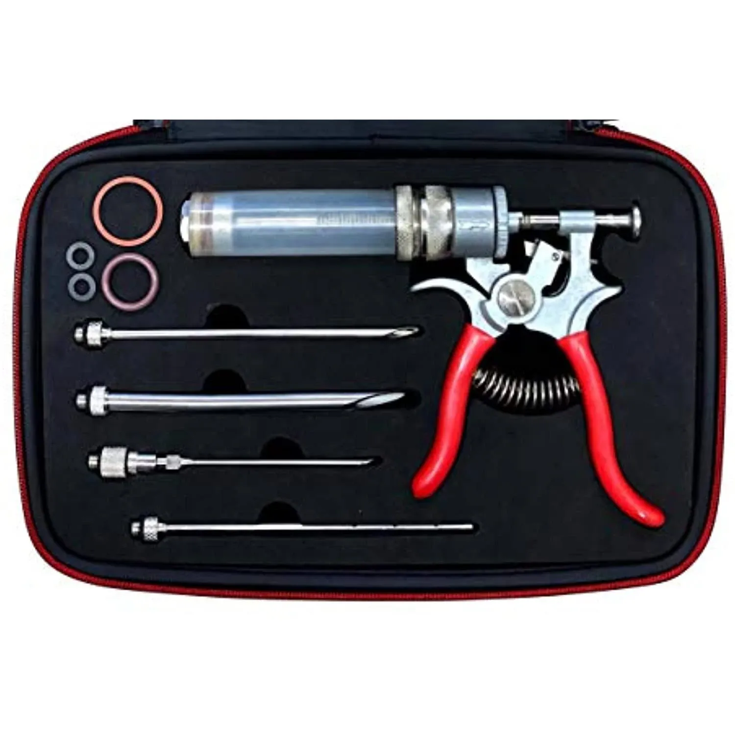 Magnum Meat Injector Gun. Food Flavor Injection Syringe for Smoked BBQ Marinades and Meat Seasoning. 4 Needles for Pork Butt, Beef Brisket, Turkey Breast. Deluxe Hard Case. Made in The USA.