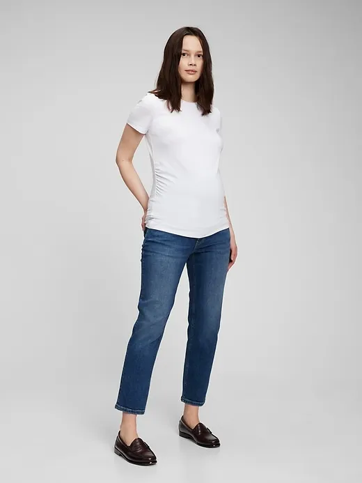 Gap Women's Maternity True Waistband Full Panel Cheeky Straight Jeans