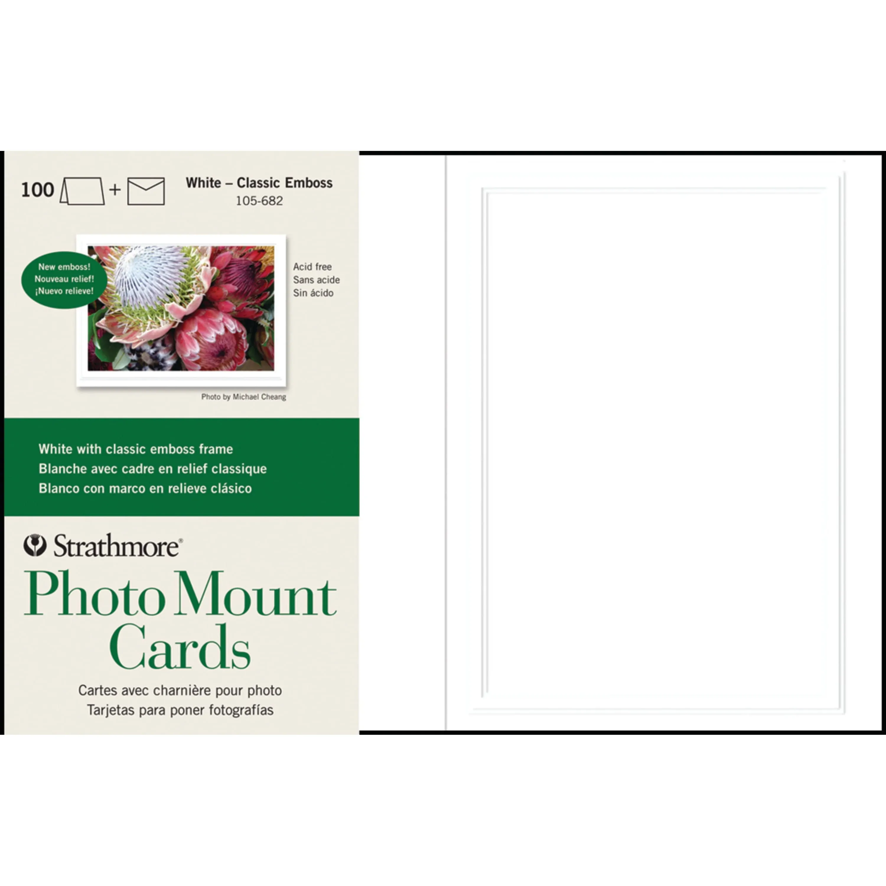 Strathmore Photo Mount Cards, 5in x 7in, White Classic Embossed, 100/Pkg.