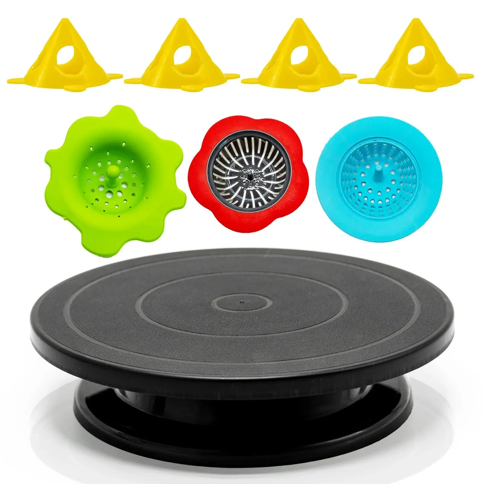 LAMXD 11rotate Turntable Sculpting Wheel Revolving Cake Turnable Black Painting ...