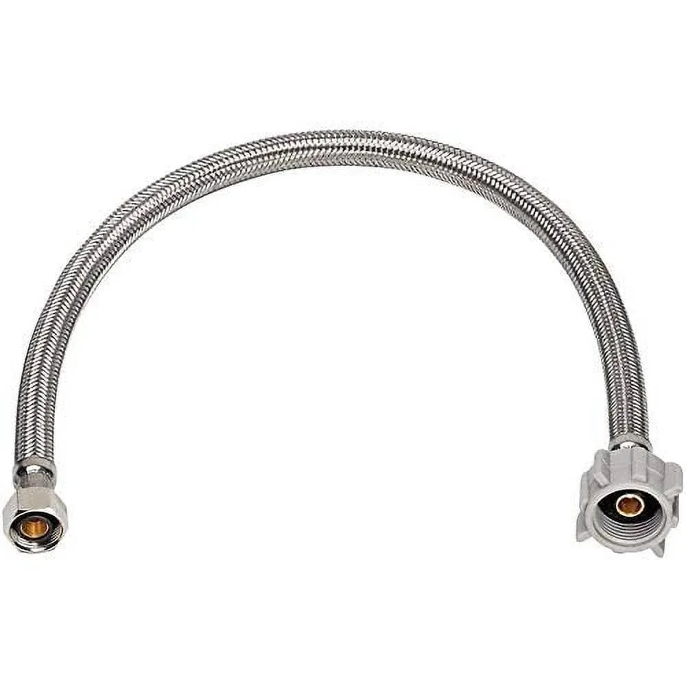 EZ-Fluid 16 Toilet Water Supply Connector Braided Stainless Steel - 3/8“ Female Compression Thread x 7/8” Female Ballcock Thread 16-Inch Toilet Water Connectors Hose (1-PACK)