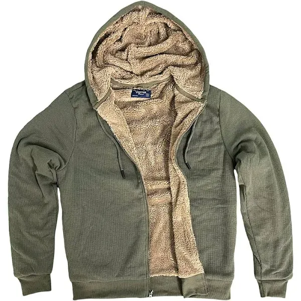 "Visitor Men\\'s Heavyweight Sherpa Lined Thermal Hoodie Jacket  S, M, L, XL, XXL"