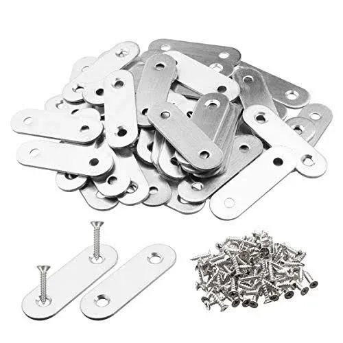 TOPPROS Pack of 50 Flat Corner Brace Plates Metal Joining Plates Connector Repair ...