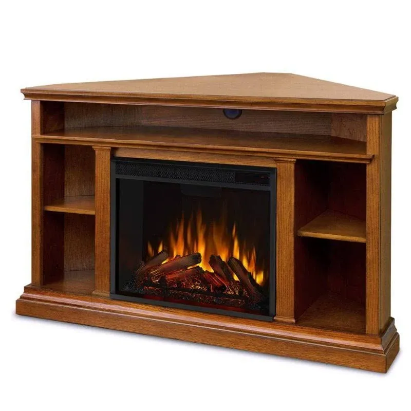 Bowery Hill Traditional Wood Electric Corner Fireplace for TVs Up to 50" in Oak