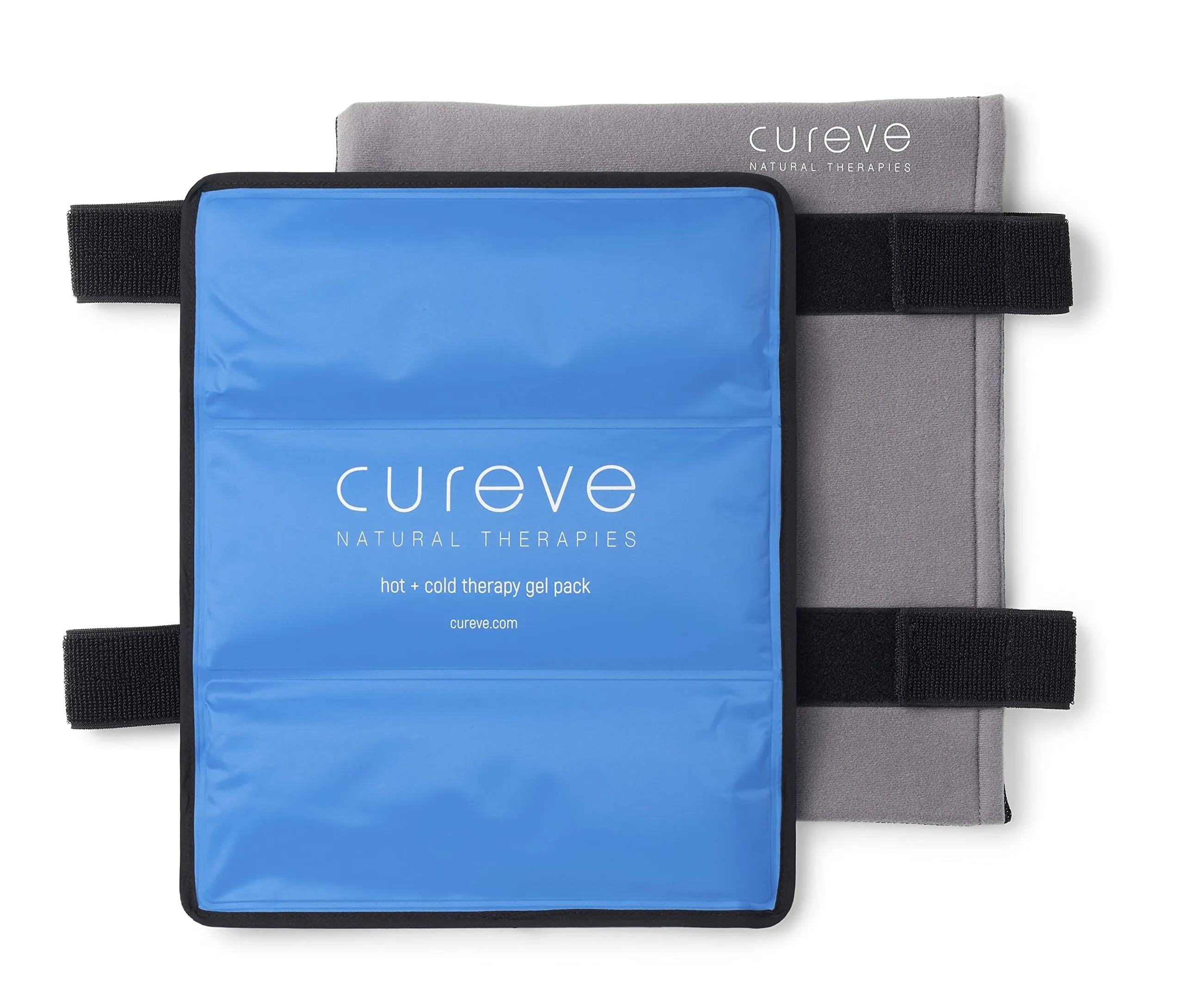 Cureve Natural Therapies Large Hot and Cold Therapy Gel Pack with Wrap by Cureve (12" x 15") - Reusable Ice Pack with Wrap to Treat Injuries, Aches