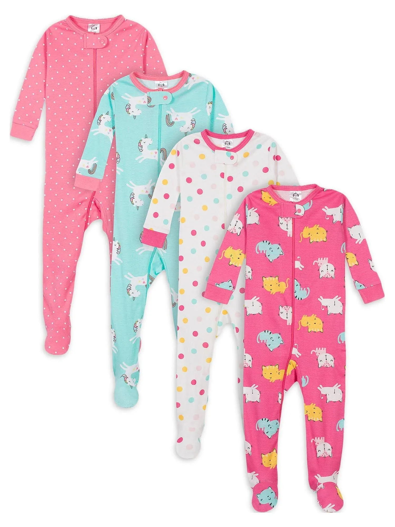 Gerber Baby Girls' 4-Pack Footed Pajamas