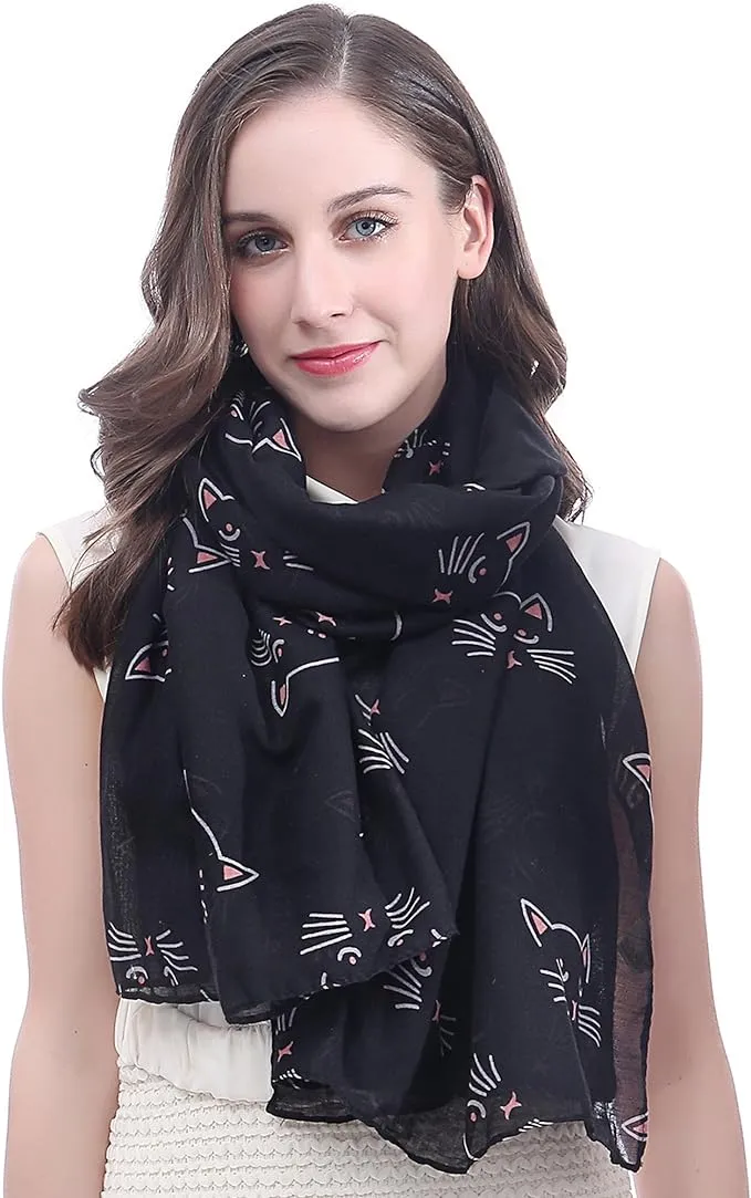 Cats Print Womens Ladies Scarf Shawl Wrap Animal Pet Cat Kitty Lover Gift