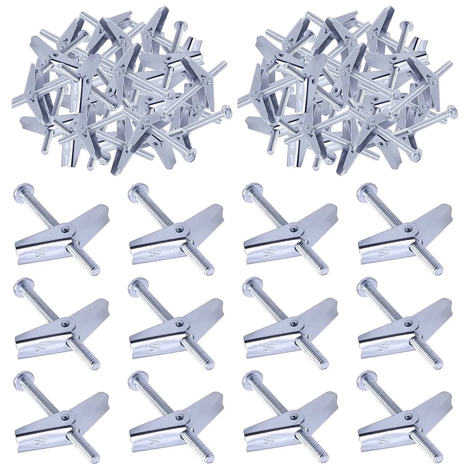 Swpeet 30Pcs 1/4 Inch Toggle Bolt and Wing Nut Kit for Hanging Heavy Items on Drywall