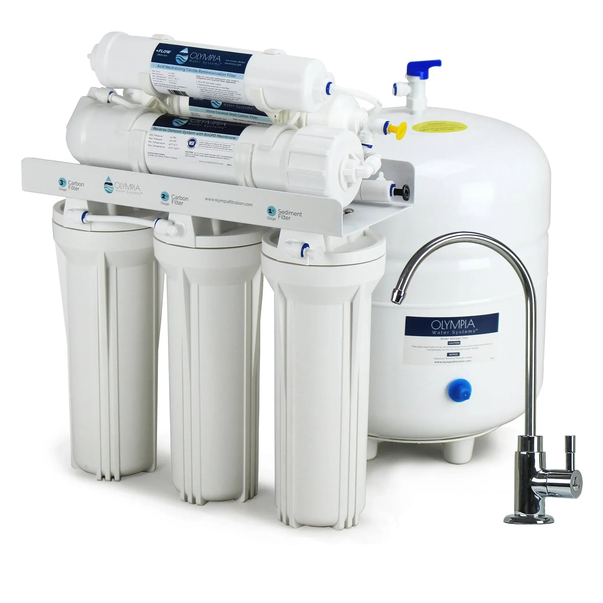 Olympia Water Systems 6-Stage Alkaline 80GPD Reverse Osmosis Water Filtration System