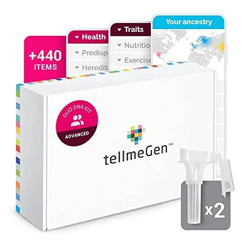 tellmeGen DNA Test Advanced Duo - 2 DNA Tests for Couple Genetic Testing ...