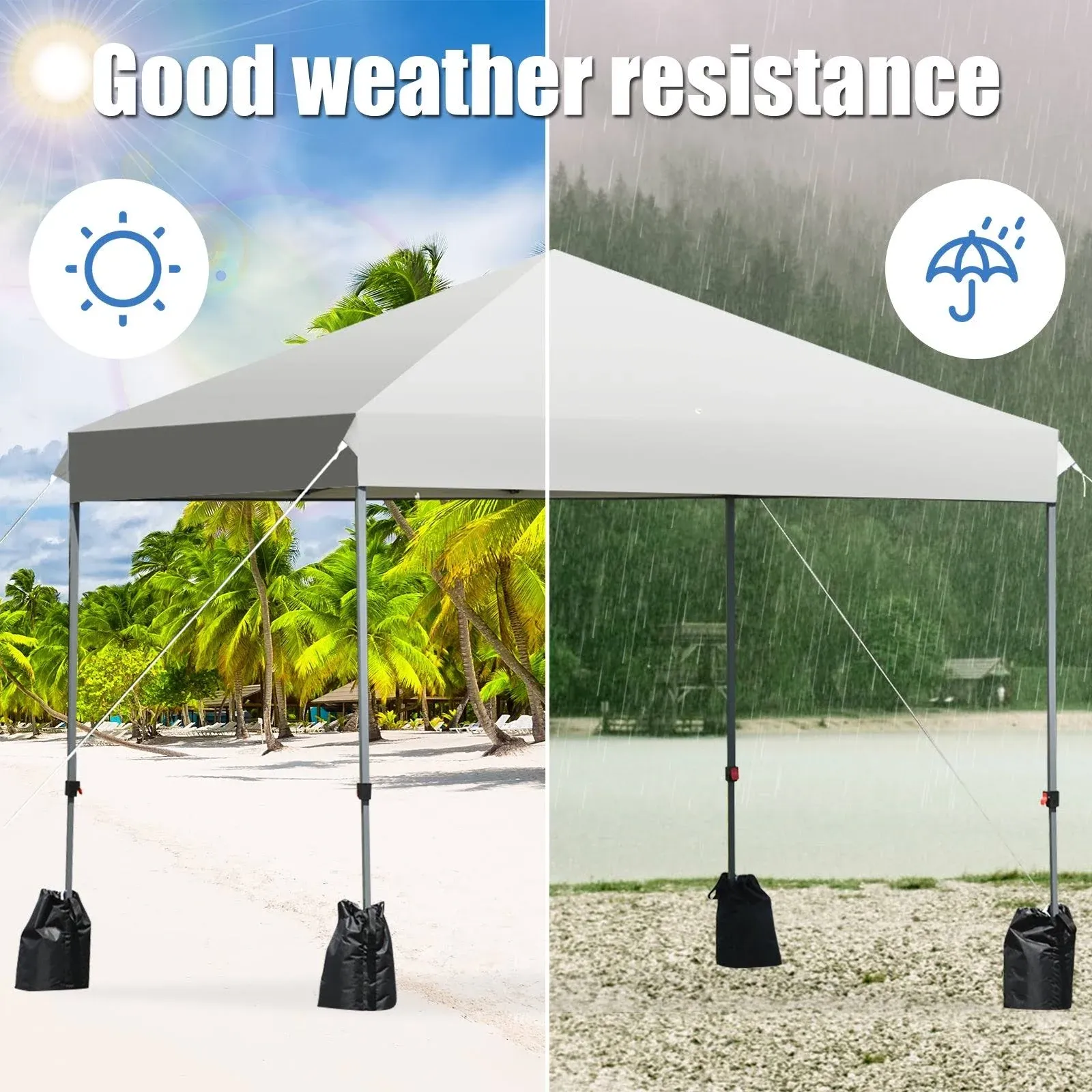 Costway Pop-Up Canopy Tent 8&#039; x 8&#039; Adjustable Height Sturdy Drain Hole Black