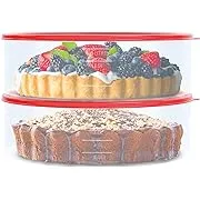 4 Pack Pie Carrier Cake Storage Container with Lid | 10.5&#034; Large Round Plasti...