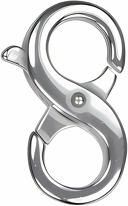 uGems Double Opening Sterling Silver Infinity Figure Eight Lobster Clasp 15mm x 10mm Large 14mm