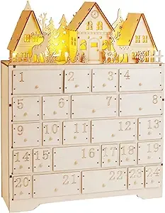 CCINEE Christmas Wooden Advent Calendar