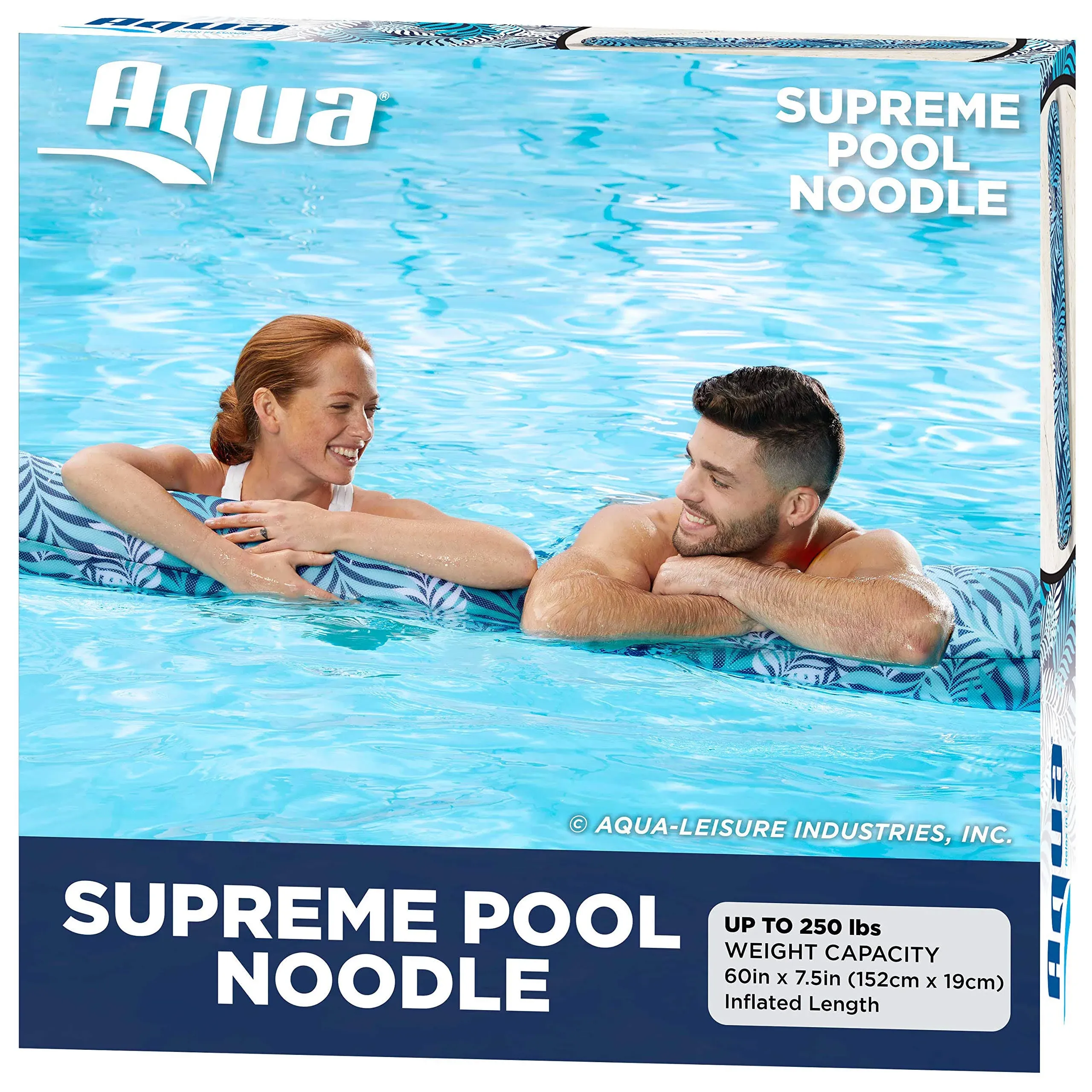 Aqua-Leisure BlueWhite Fern Oversized Inflatable Pool Noodle Float