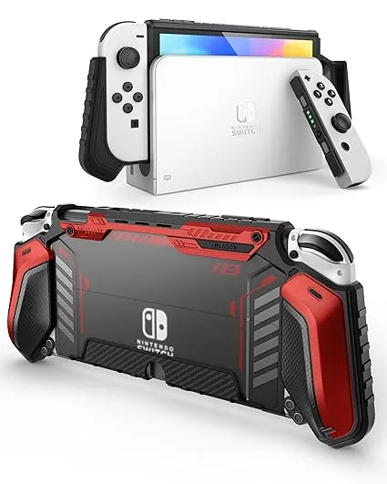 i-Blason Armorbox for Nintendo Switch OLED Case 2021, Dockable Rugged Protective Case Compatible with Nintendo Switch OLED Model and Joy-Con Controller (White)