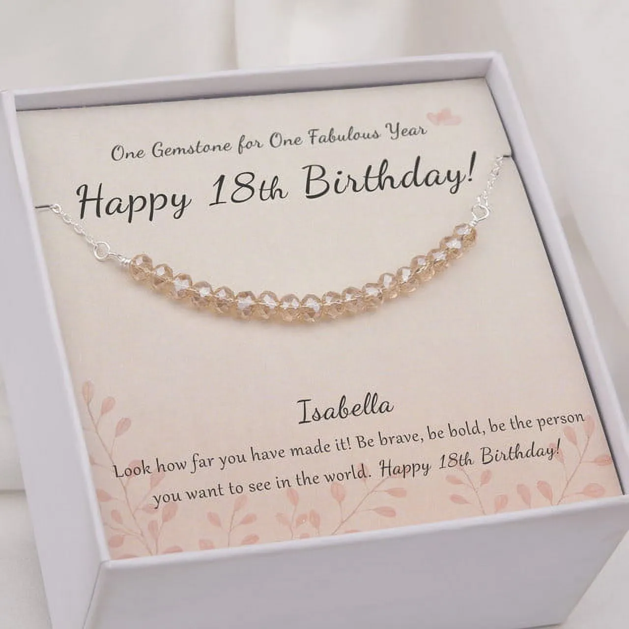 Anavia 18th Birthday Gifts for Girls, Custom 925 Sterling Silver Necklace, 18 Beads for 18 Year Old Girl -[Custom Card]