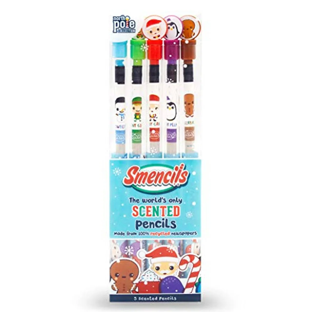 Holiday Smencils - HB #2 Scented Fun Pencils, 5 Count - Stocking Stuffer, Gif...