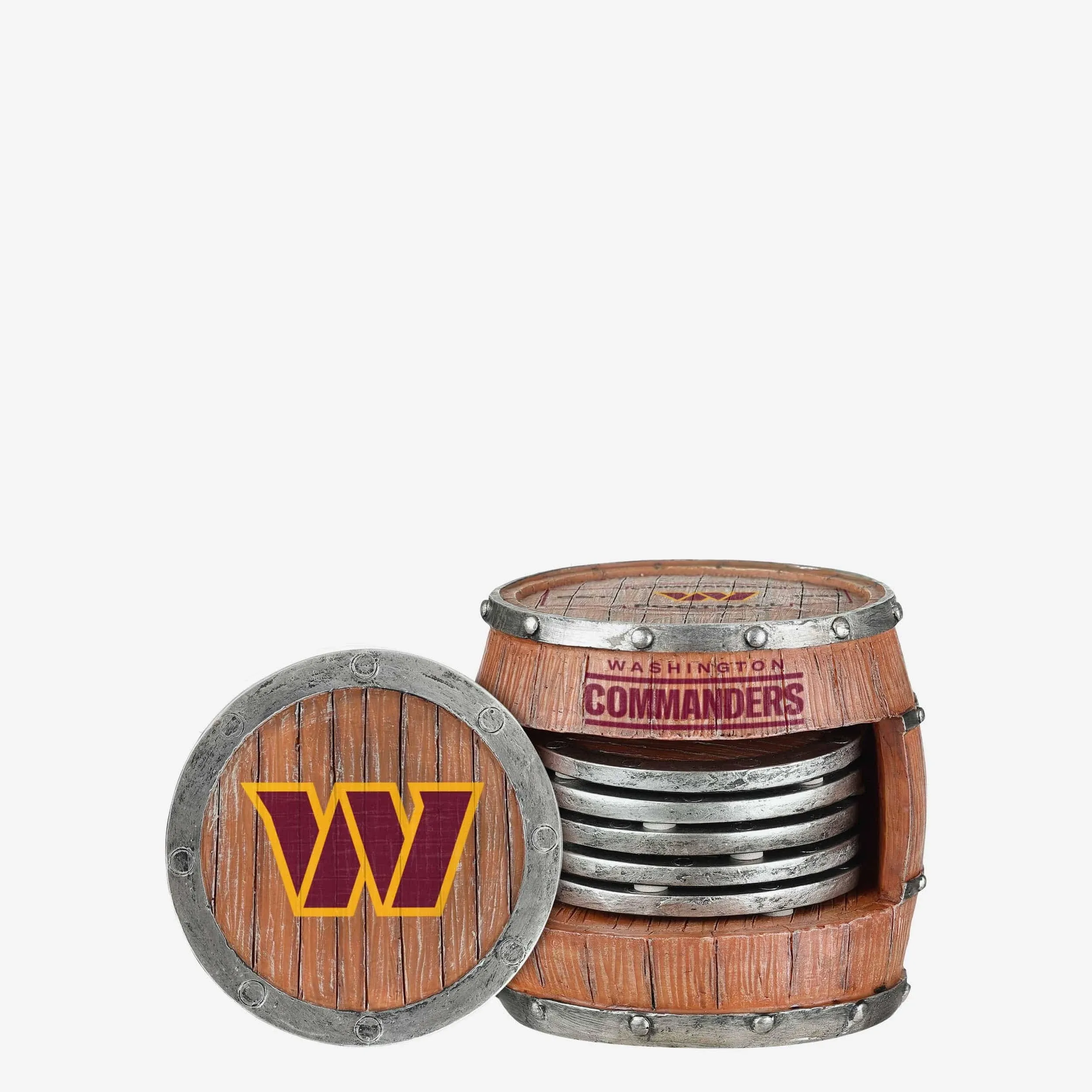 FOCO NFL Team Logo 5-Pack Barrel Beverage Drink Coaster Set