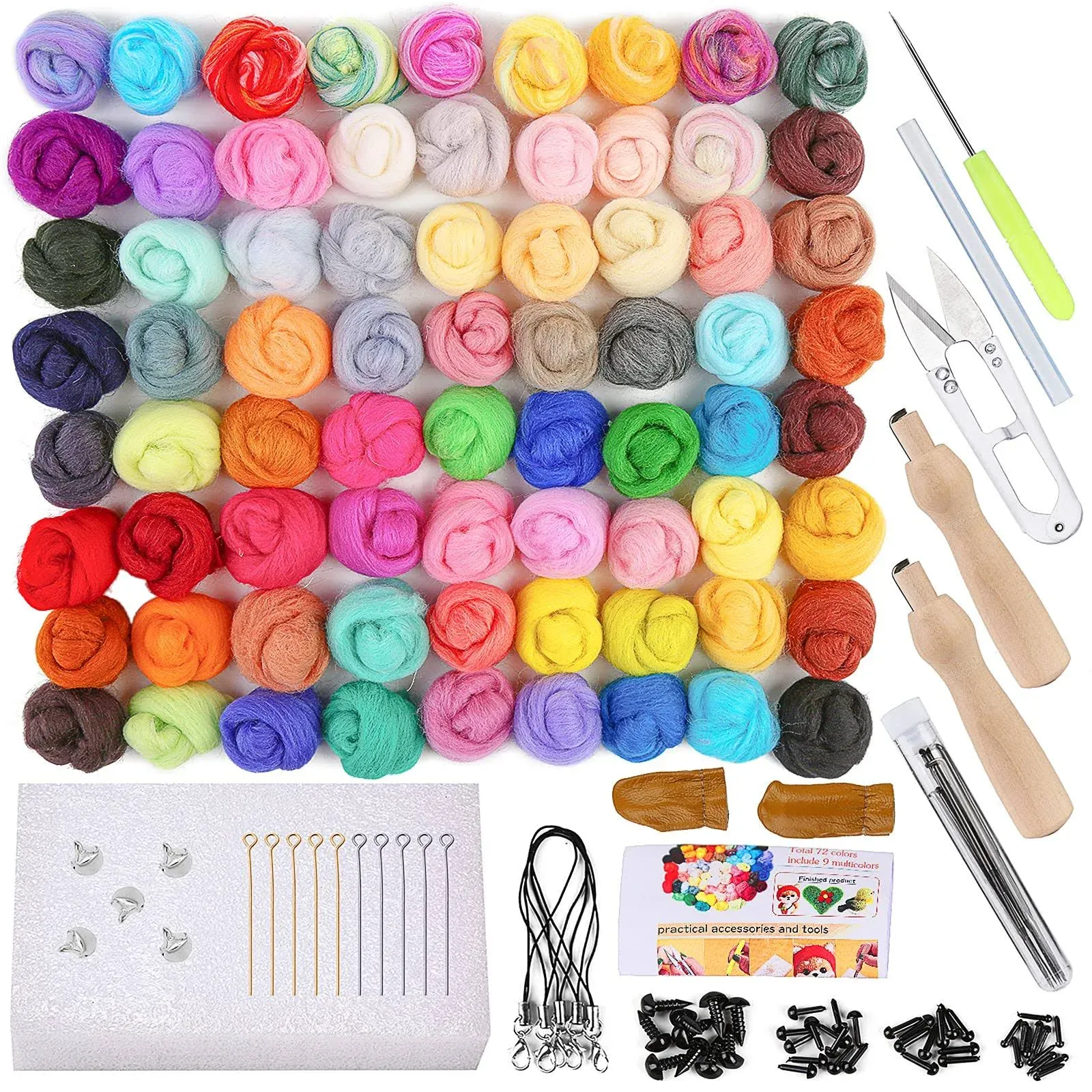 Needle Felting Kit, 149 Pieces Needle Felting Tools for Beginner, 72 Colors W...