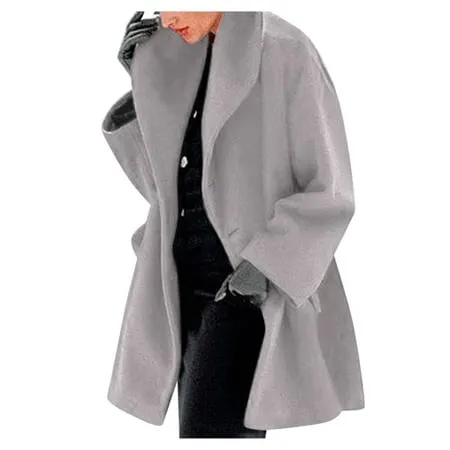 Women coat Womens Winter Wool Coat Trench Jacket Ladies Warm Slim Long Overcoat Outwear