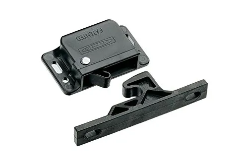 Southco C3-810 Series Passivated Plastic Grabber Catch Side Mount Concealed Push-To-Close Latch with Black Spring, 44N Pullup, Black (Pack of 2)