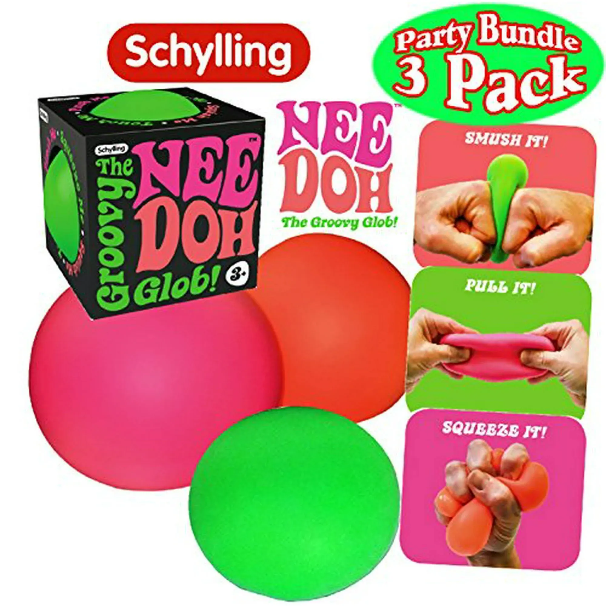 Schylling NeeDoh The Groovy Glob! Squishy, Squeezy, Stretchy Stress Balls Green ...