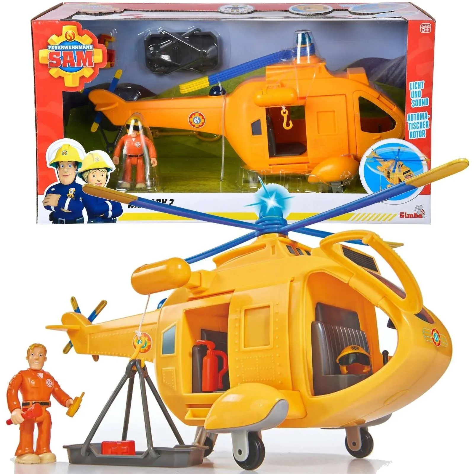 Simba - Fireman Sam Helicopter Wallaby II, 34 cm, with Action Figure, from 3 Years