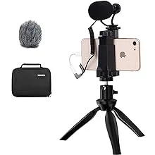 Comica CVM-VM10-K2 Smartphone Microphone with Tripod, Shotgun Video Mic for iPhone and Android Phone, Vlogging Kit for Youtube Recording Facebook Live, 3.5 mm TRRS