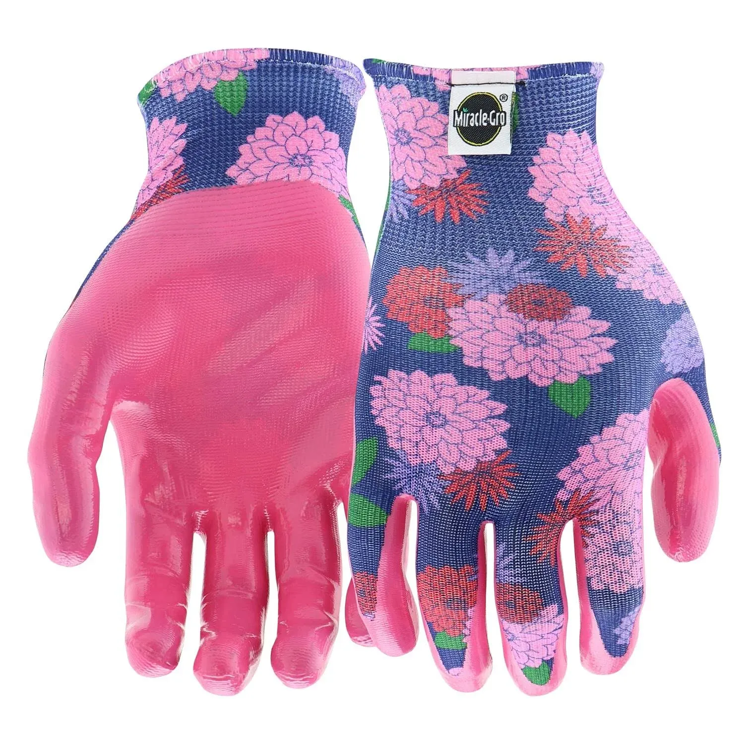 Miracle Gro Women's Nitrile Coated Grip Floral Pattern Gardening Work Gloves