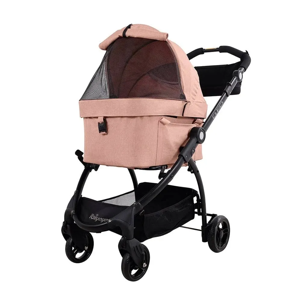 ibiyaya New Cleo Travel System Pet Stroller, 3-in-1 Dog Stroller, Pet Carrier, Dog Stroller for Small Dogs, Medium Dogs, Cats, 44 lbs - Lightweight Pet Stroller, Dog Travel Bag, Seat (Coral Pink)