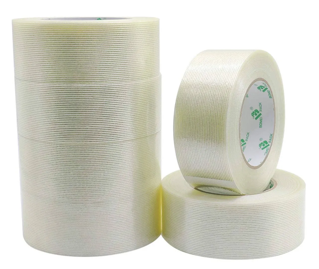 Bomei Pack 6Pack Reinforced Packing Tape, 5.5mil 2Inx 60yds, Heavy Duty Fiber ...