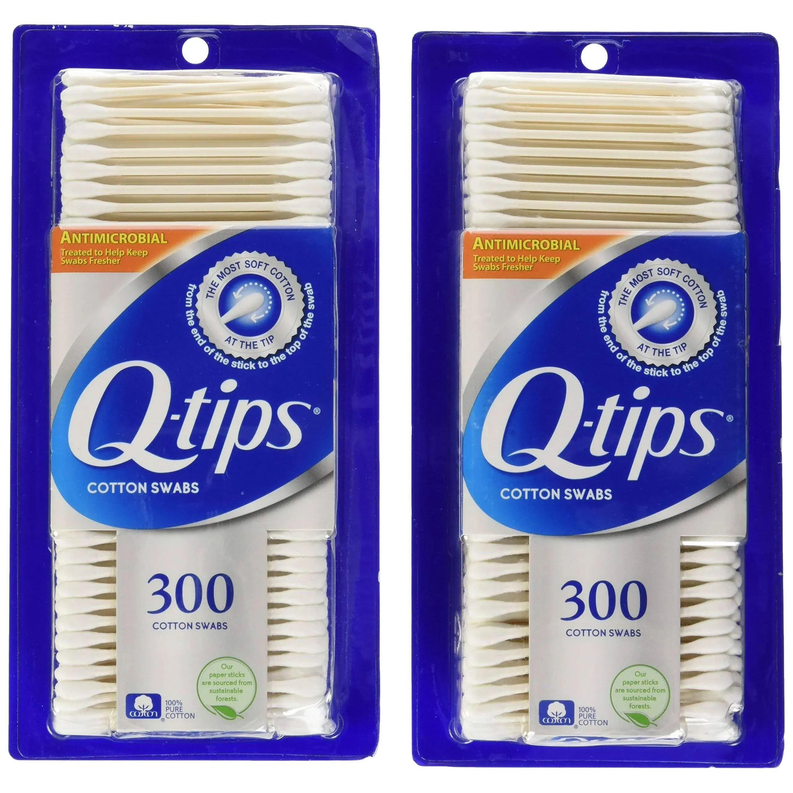 Q-tips Cotton Swabs, 300 Count (Pack of 2)