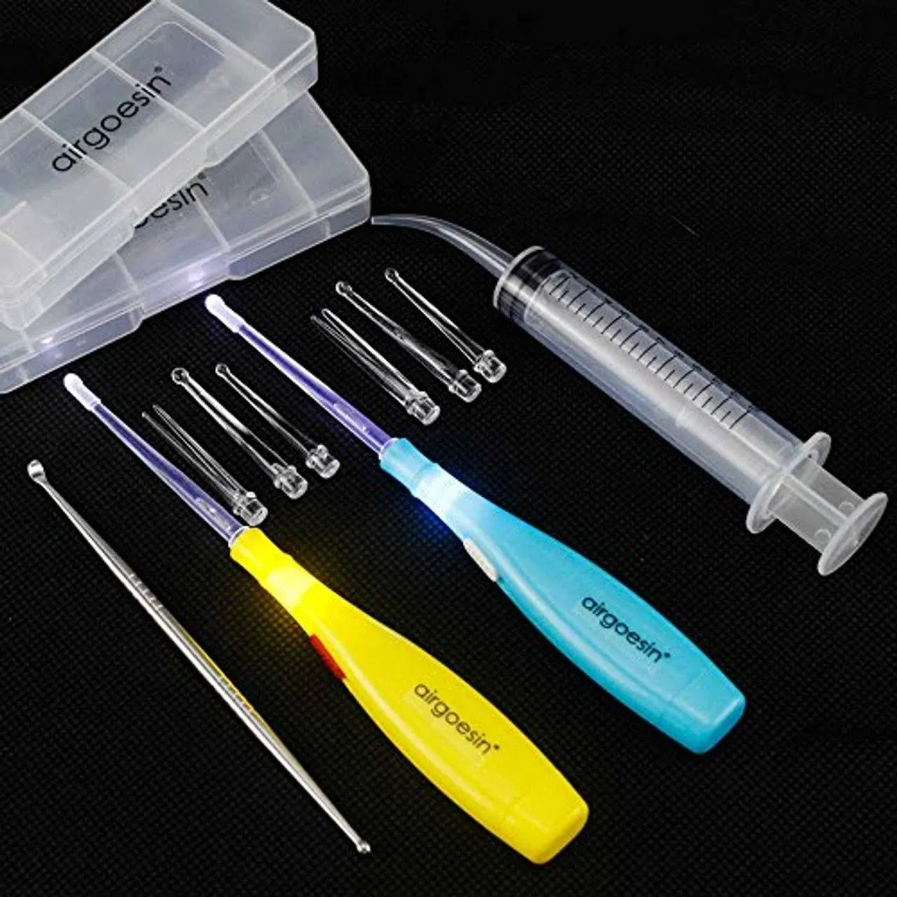 Airgoesin Longer Tips 2 Sets Tonsil Stone Remover Kit w/LED Tool, Irrigation... 