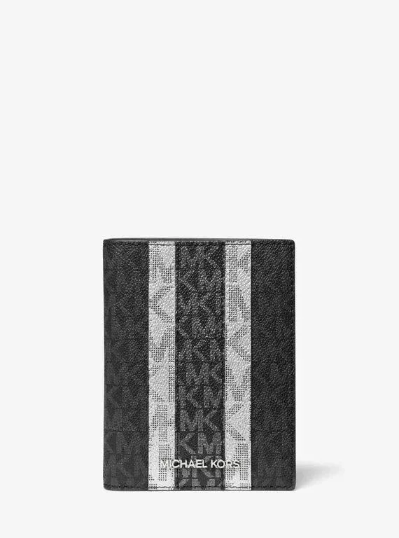 Michael Kors Passport Wallet Jet Set MK Stripe Signature Bl