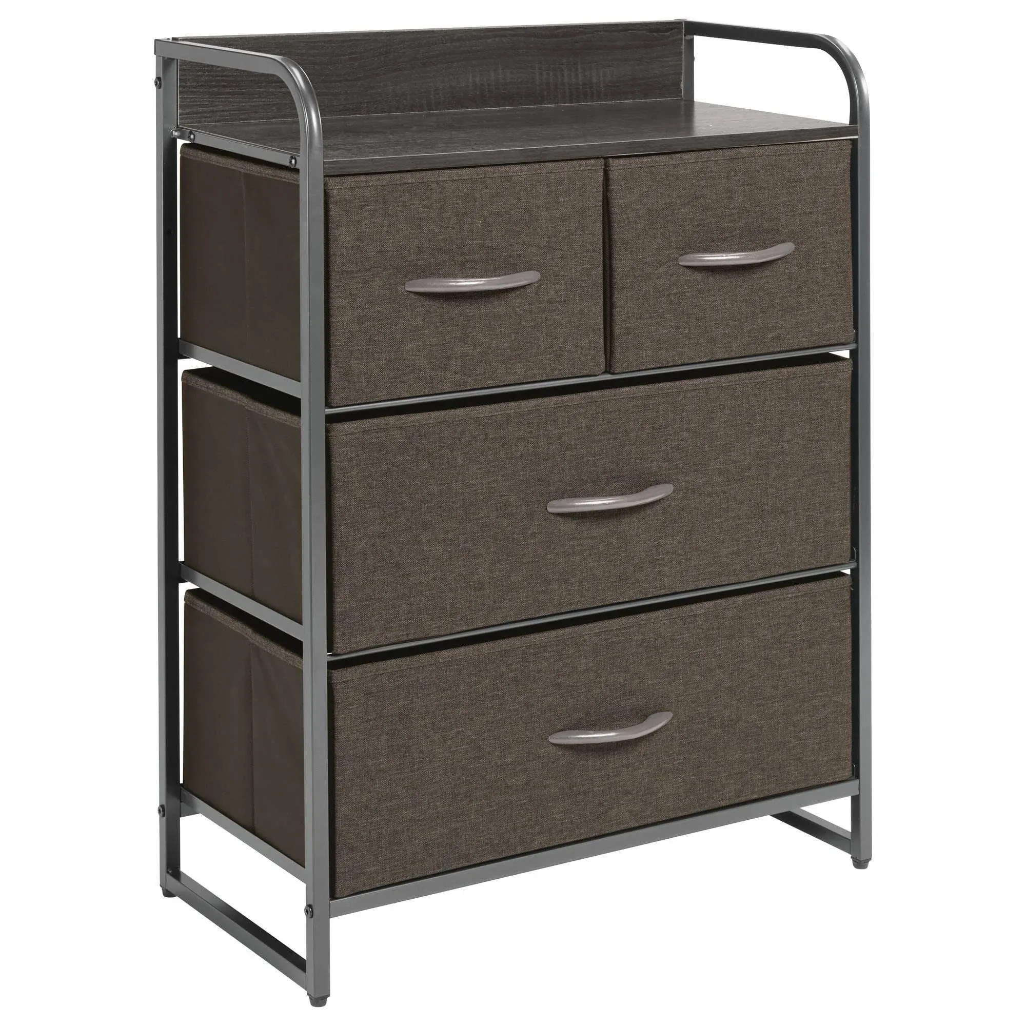 mDesign Storage Dresser Furniture, 4 Removable Fabric Drawers, Dk. Gray/Graphite