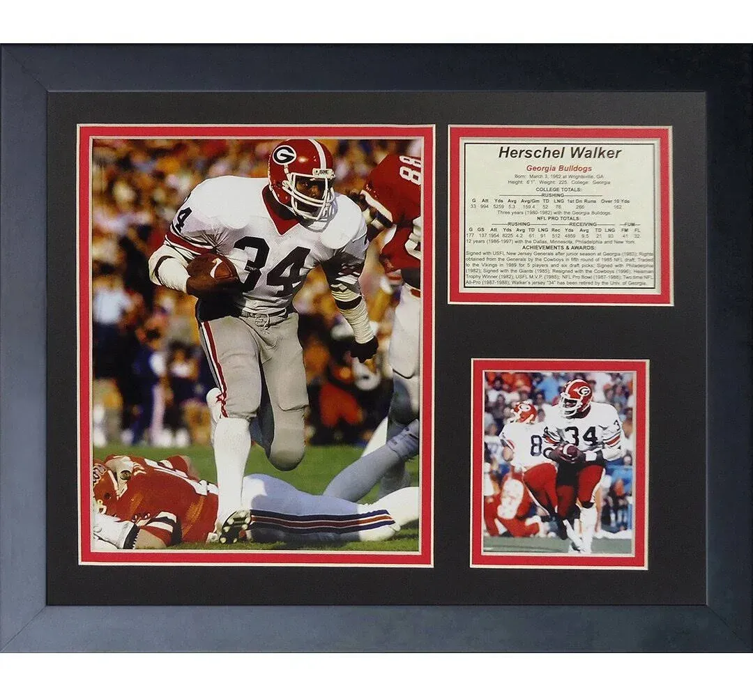 Legends Never Die Herschel Walker - Bulldogs Framed Memorabilia