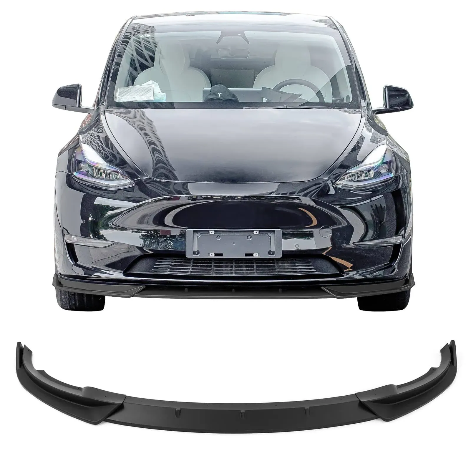 Fits 20-24 Tesla Y Front Bumper Lip Spoiler Wing 3PCS PP